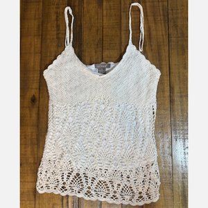 90s Vintage KENAR Ivory Crochet Lace Camisole Tank Top - SMALL